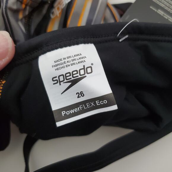 Speedo Power Flex Eco Racing Cut Flyback Swimsuit Orange & Black Size 26 XS - Picture 9 of 10